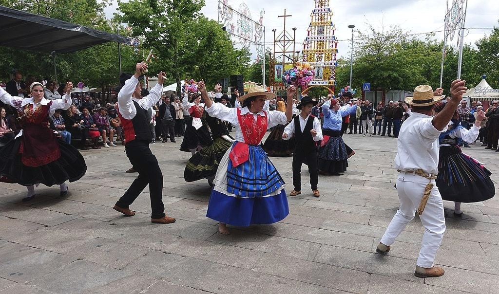 Group of folk dancers in northern Portugal
